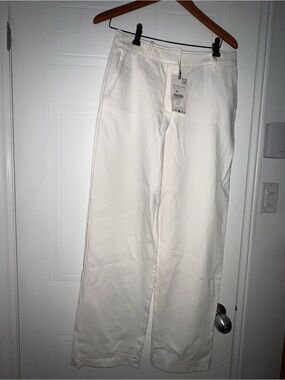 NWT- Zara White Wide-Leg Chinos
